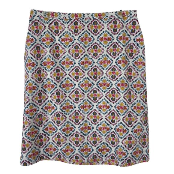 Boden Pink Multicolor Pencil Skirt Cotton Career Wear Colorful Midi Size 8 EUC - Picture 1 of 9